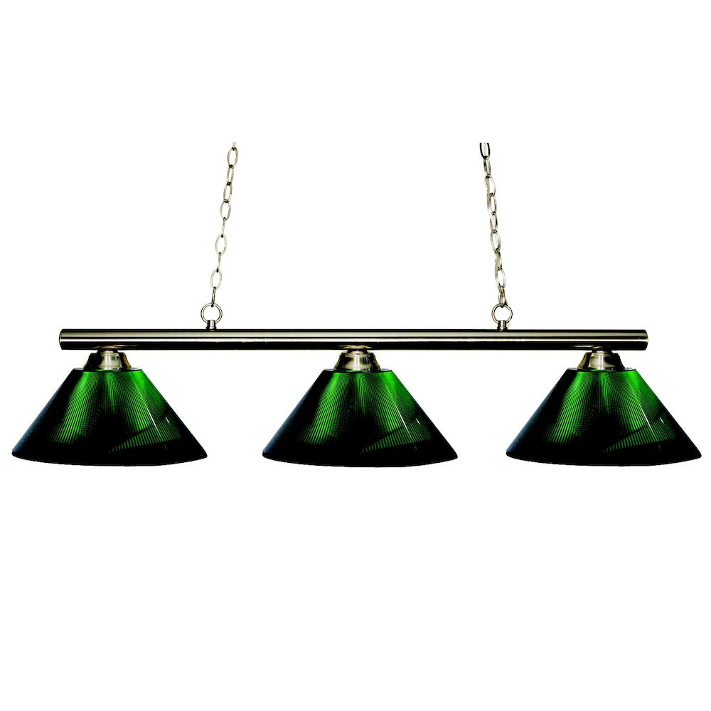 Z-Lite Sharp Shooter 3 Light Billiard, Steel Frame, Green  Shade Color