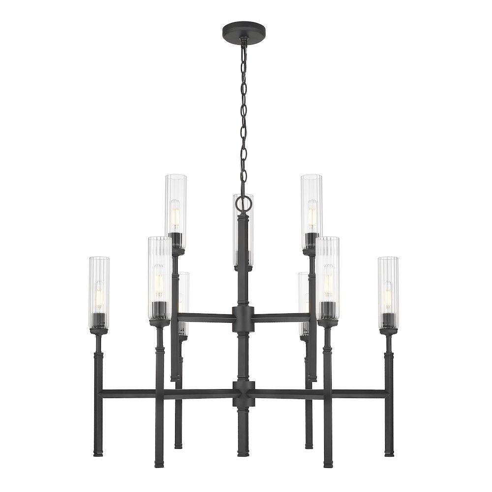Z-Lite 9 Light Chandelier, Matte Black