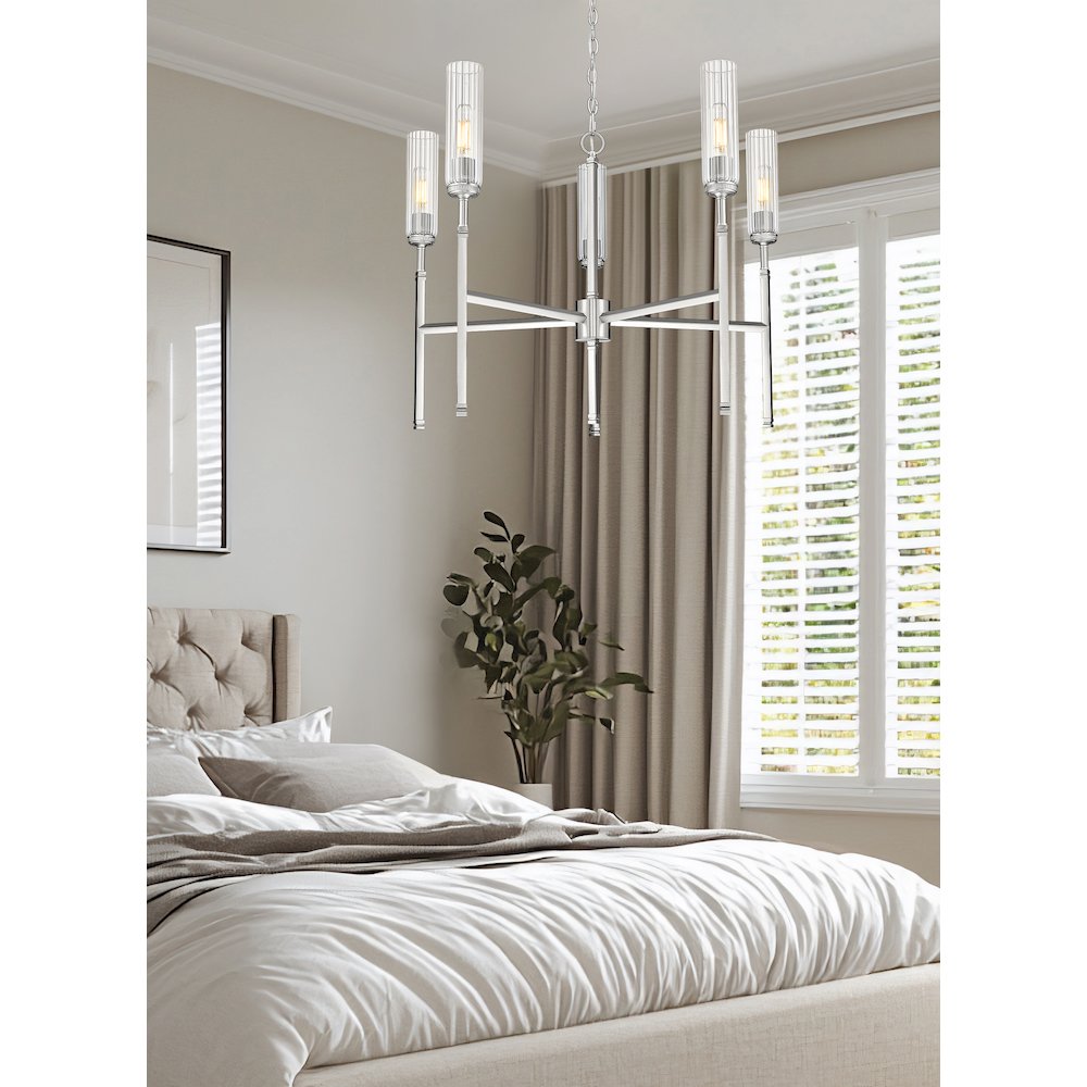Z-Lite 5 Light Chandelier, Brushed Nickel