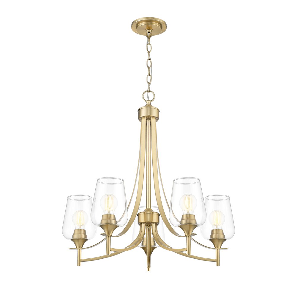Z-Lite 5 Light Chandelier, Burnished Brass