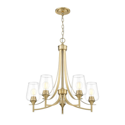 Z-Lite 5 Light Chandelier, Burnished Brass