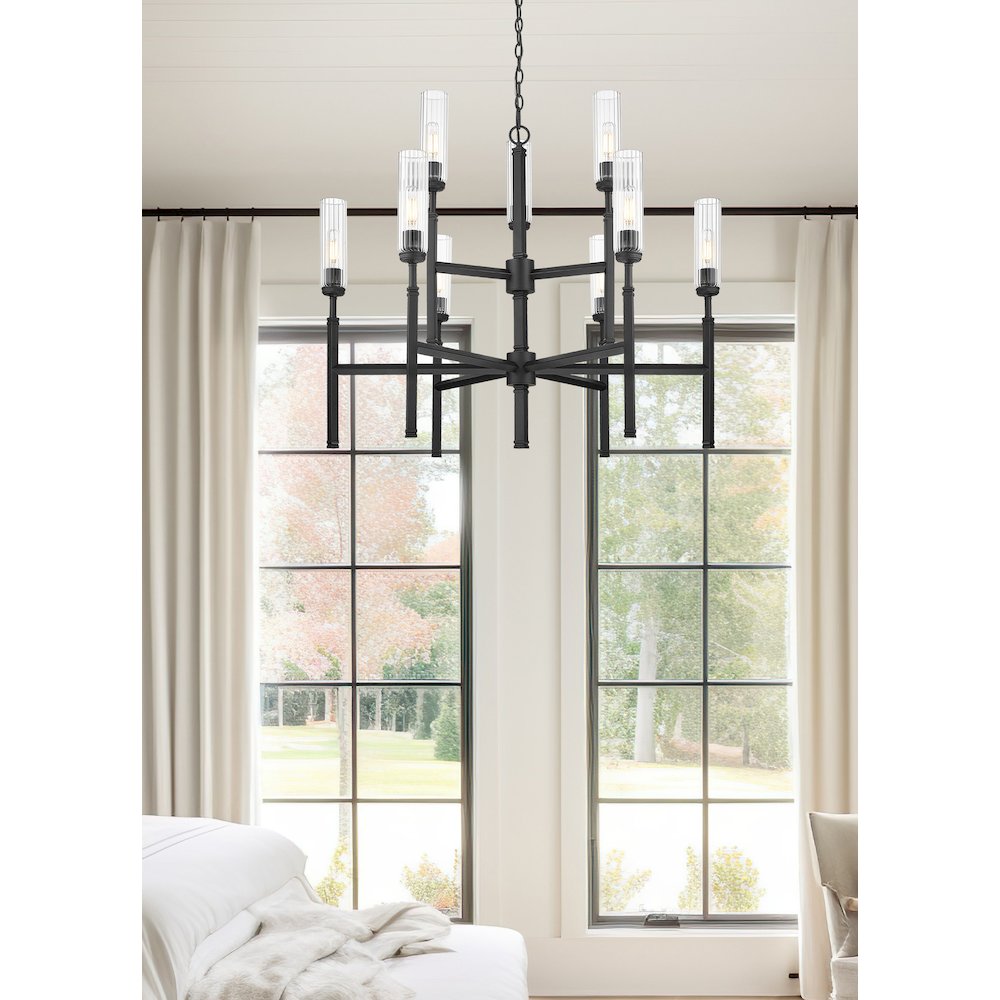 Z-Lite 9 Light Chandelier, Matte Black