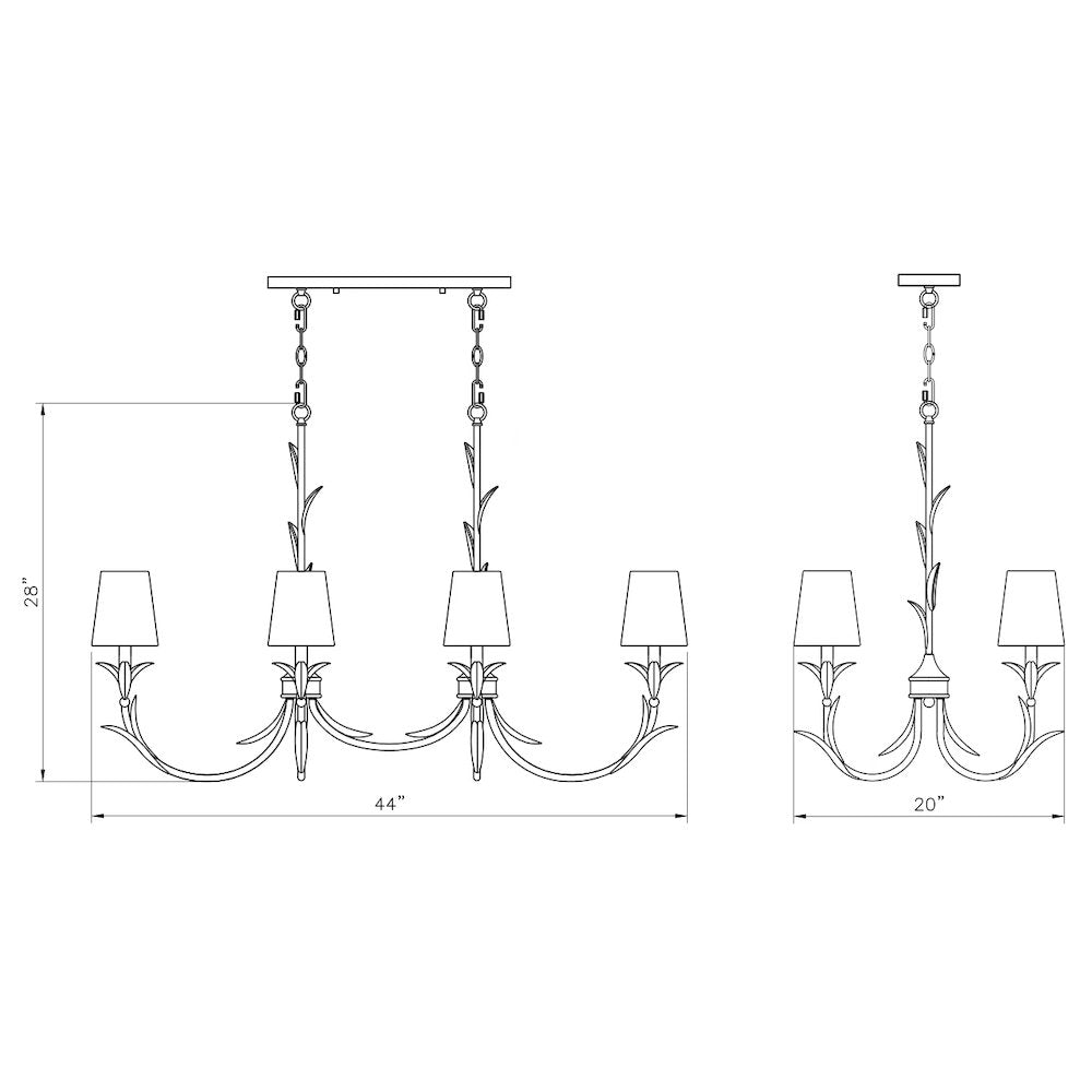 Z-Lite 6 Light Linear Chandelier, Gold Leaf