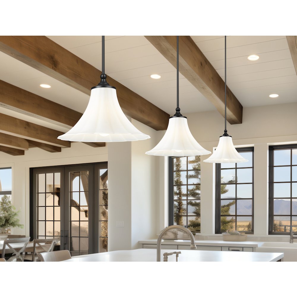 Z-Lite 1 Light Pendant, Matte Black