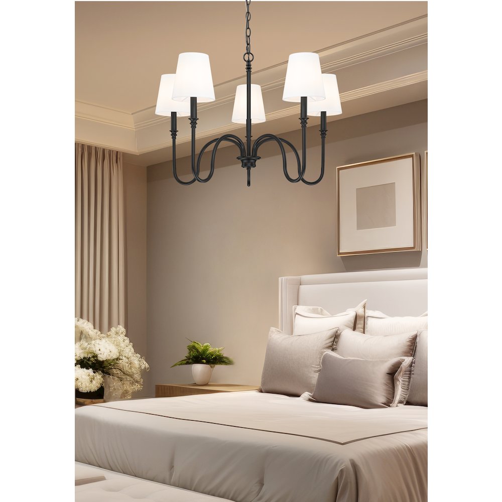 Z-Lite 5 Light Chandelier, Matte Black
