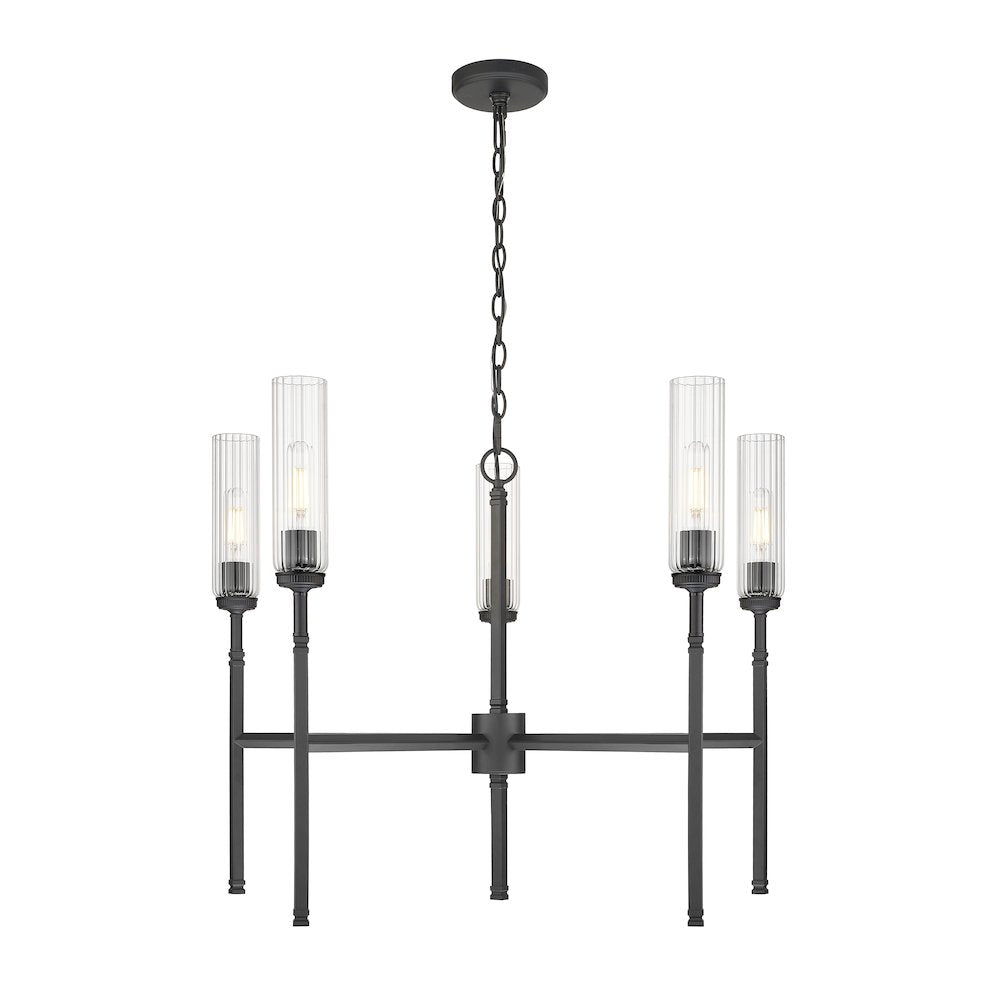 Z-Lite 5 Light Chandelier, Matte Black