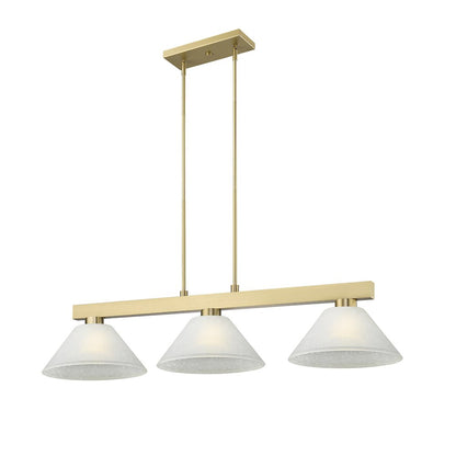 Z-Lite Cobalt 3 Light Billiard, Steel Frame, White Linen Shade Color