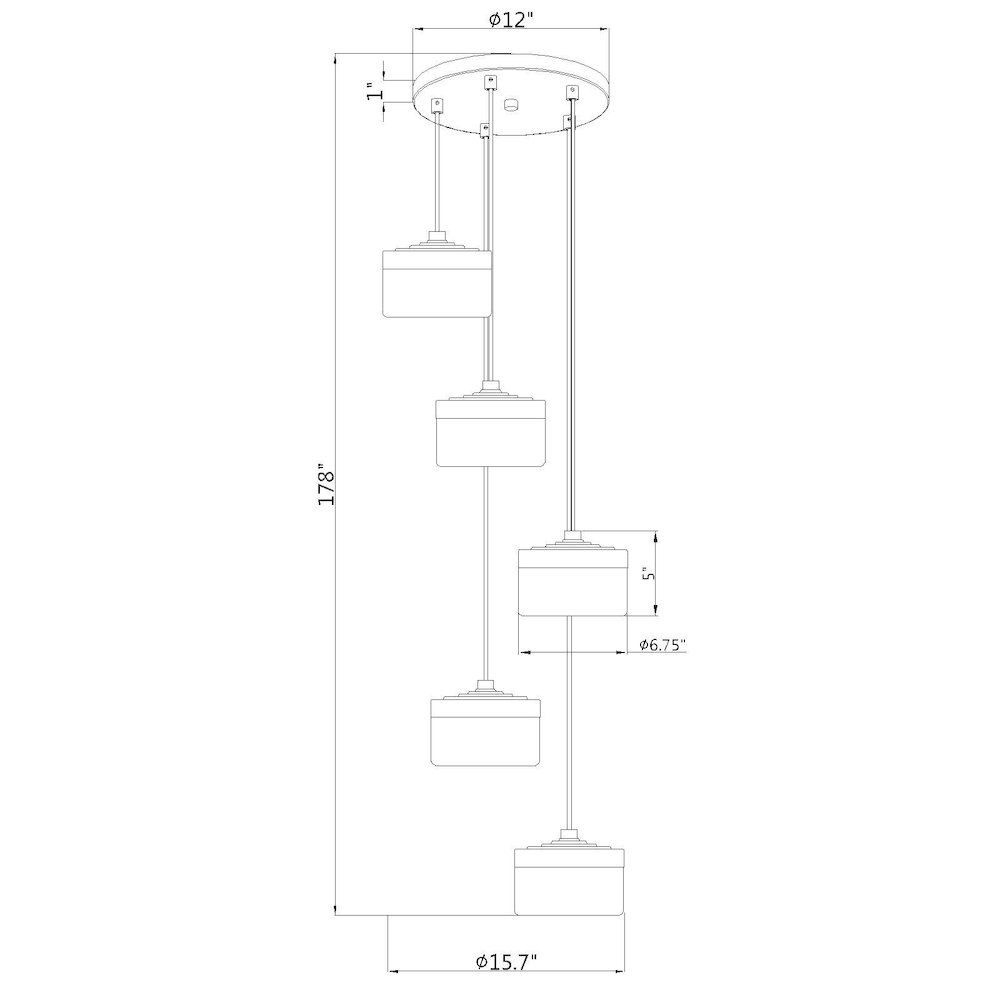 Z-Lite 5 Light Chandelier, Matte Black