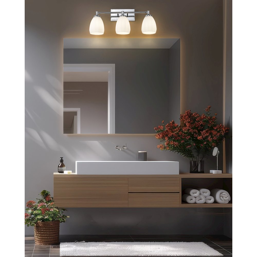 Z-Lite Oren 3 Light Vanity in Chrome  color, Steel frame