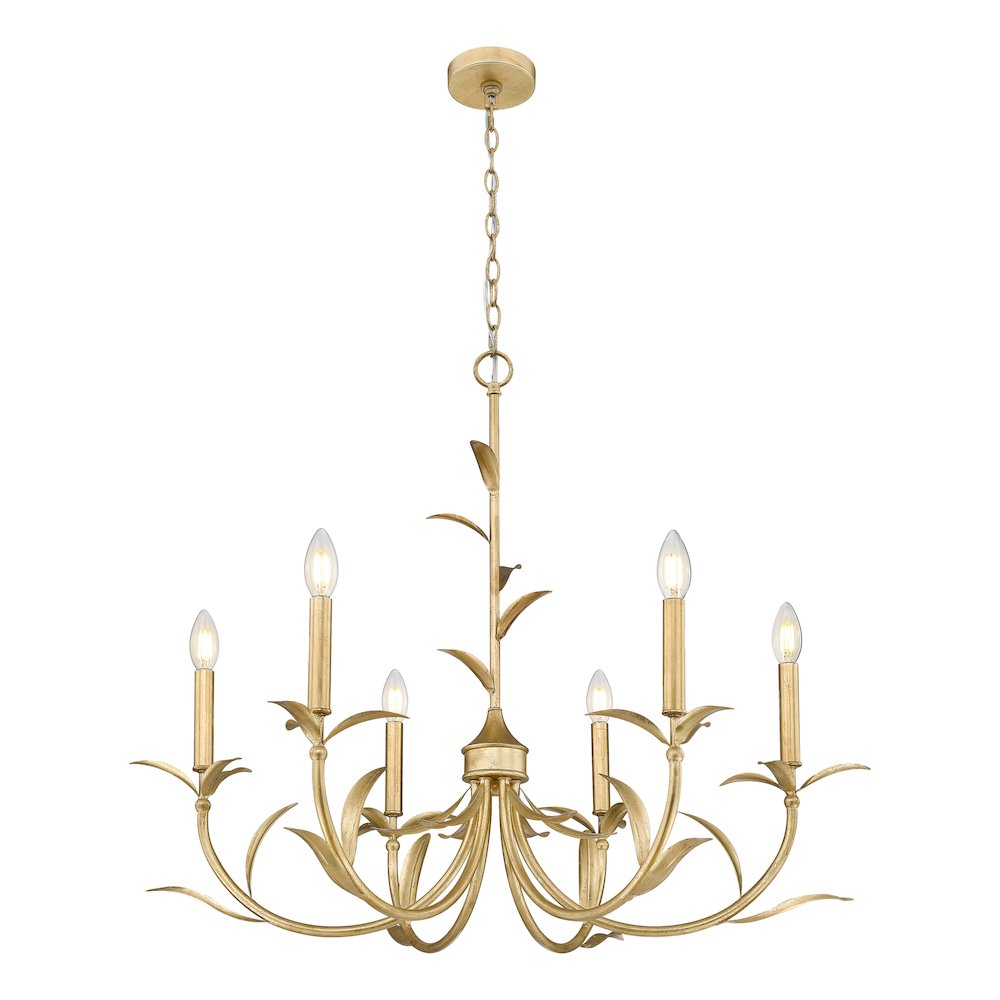 Z-Lite 6 Light Chandelier, Gold Leaf