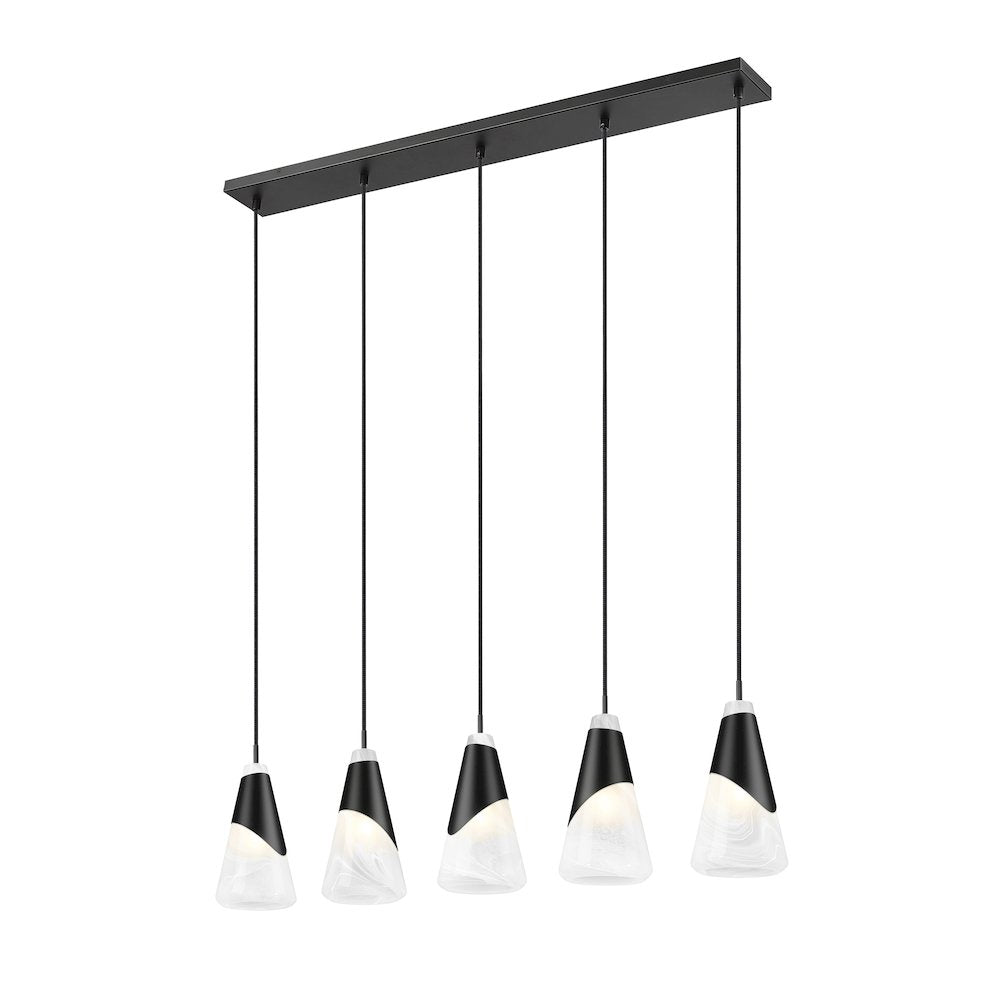 Z-Lite Aimie 5 Light Linear Chandelier, Matte Black
