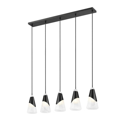 Z-Lite Aimie 5 Light Linear Chandelier, Matte Black