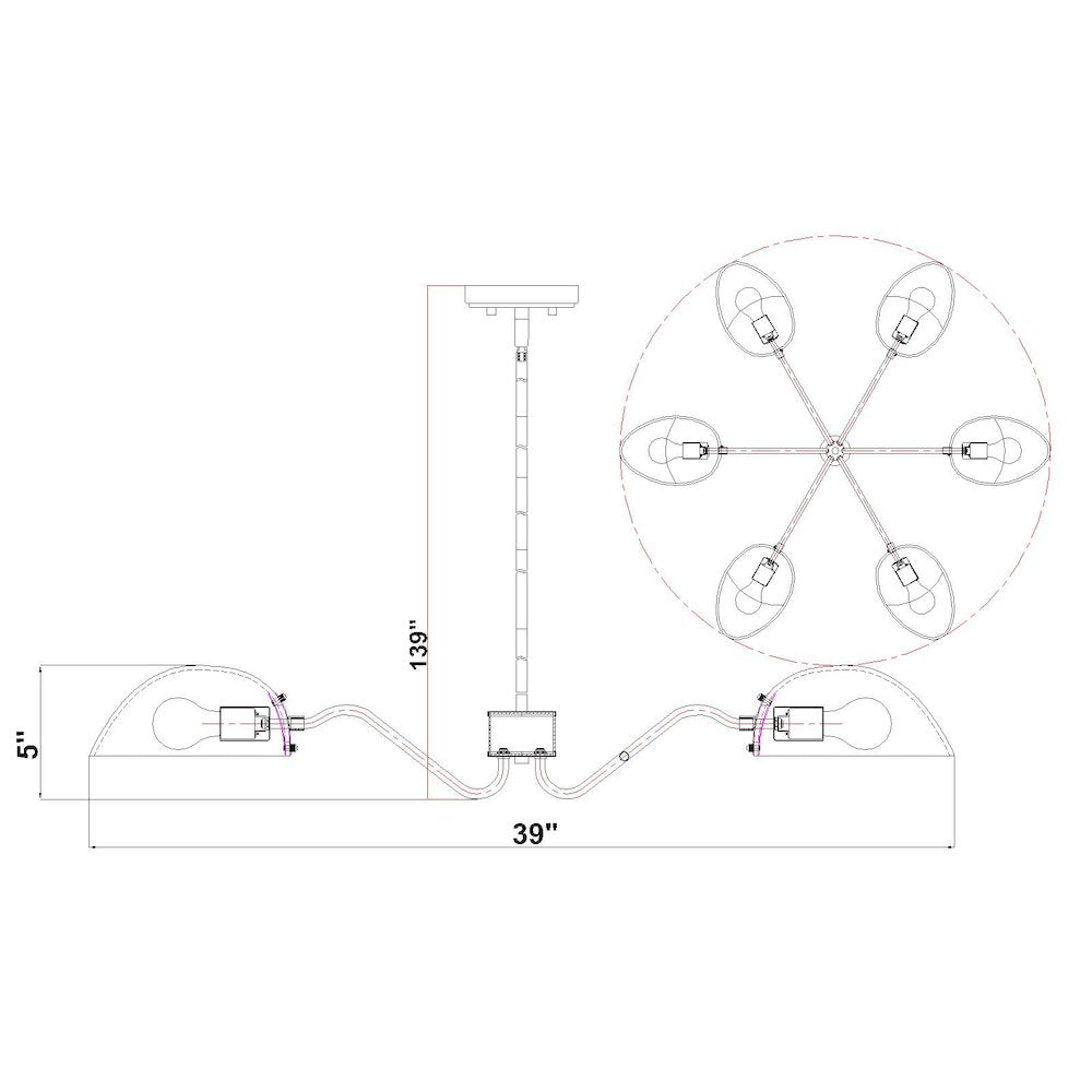 Z-Lite 6 Light Chandelier, Matte Black