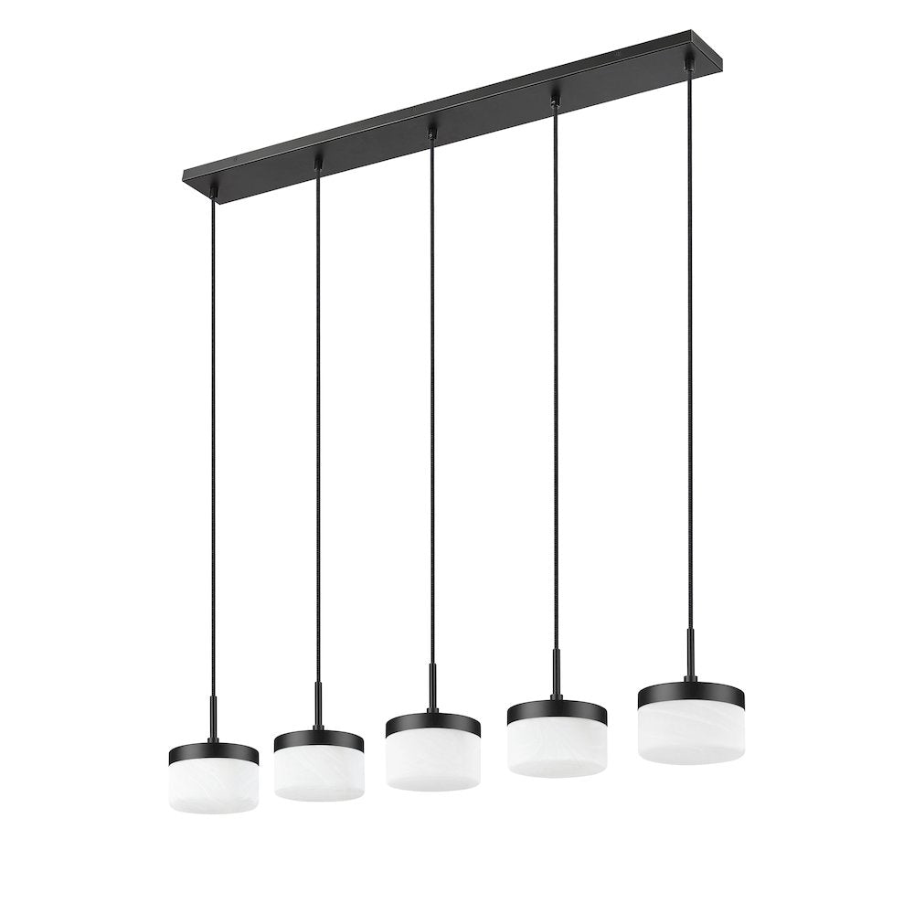 Z-Lite 5 Light Linear Chandelier, Matte Black