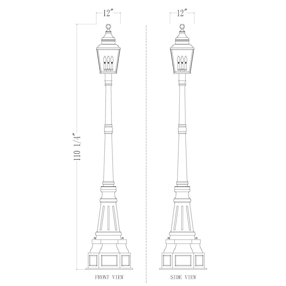 Z-Lite 3 Light Outdoor Post Mounted Fixture, Sand Black