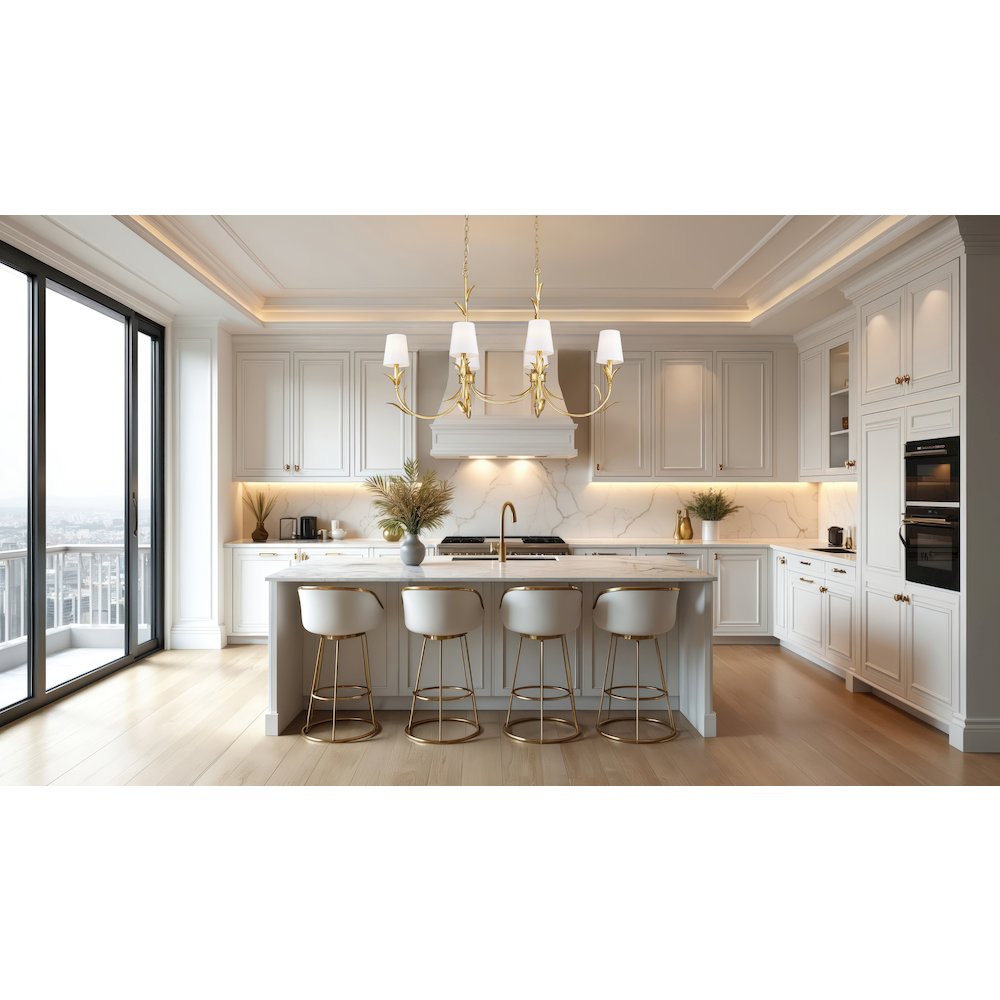 Z-Lite 6 Light Linear Chandelier, Gold Leaf