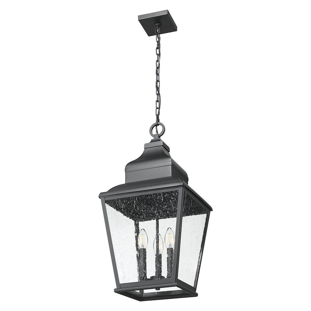 Z-Lite 3 Light Outdoor Chain Mount Ceiling Fixture, Sand Black