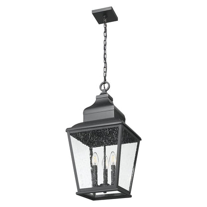 Z-Lite 3 Light Outdoor Chain Mount Ceiling Fixture, Sand Black