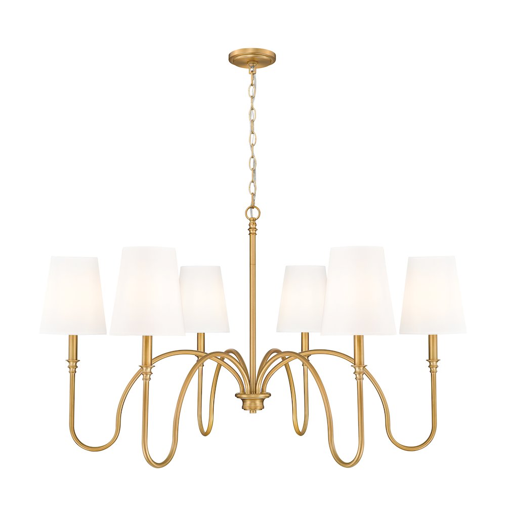Z-Lite 6 Light Chandelier, Rubbed Brass