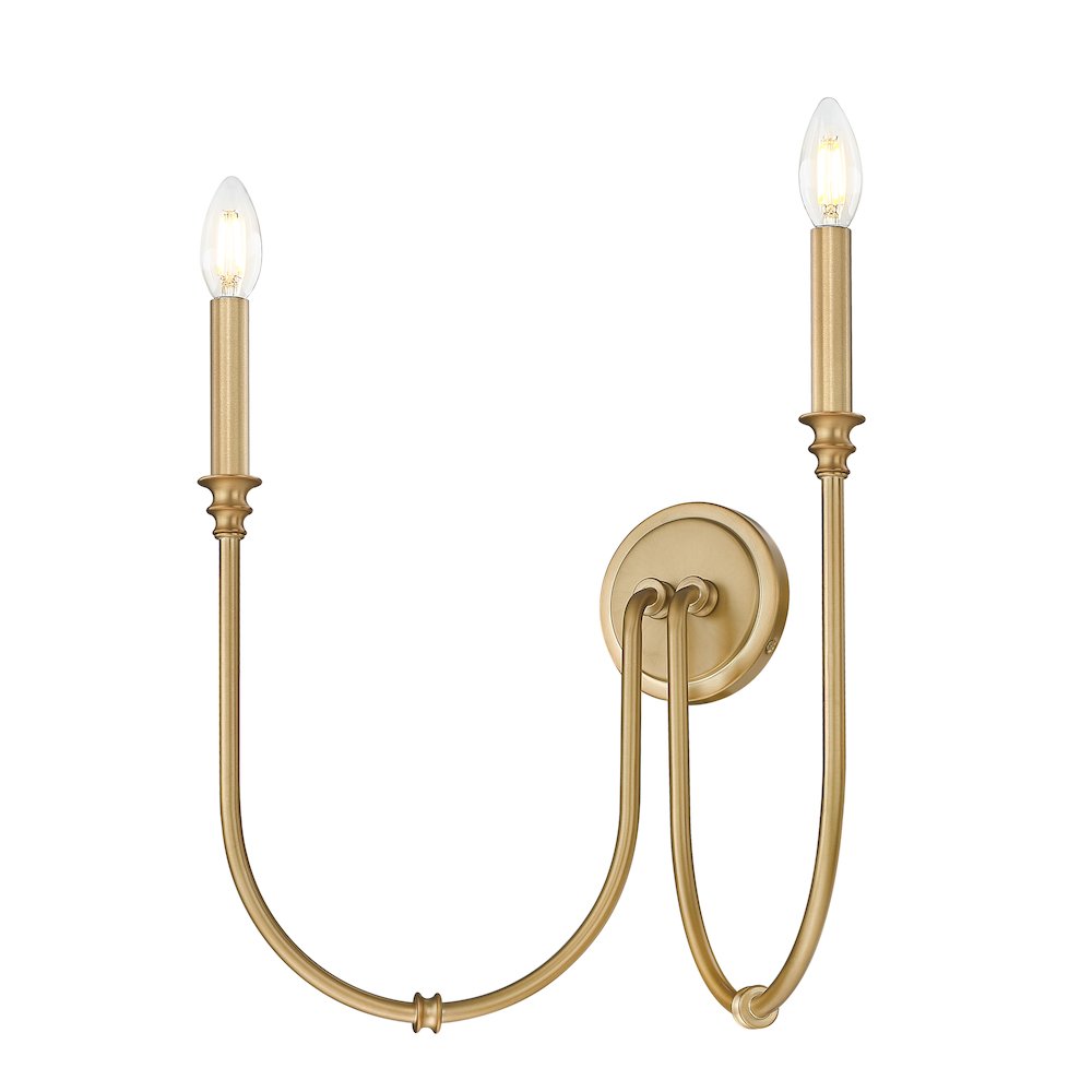 Z-Lite 2 Light Wall Sconce, Rubbed Brass