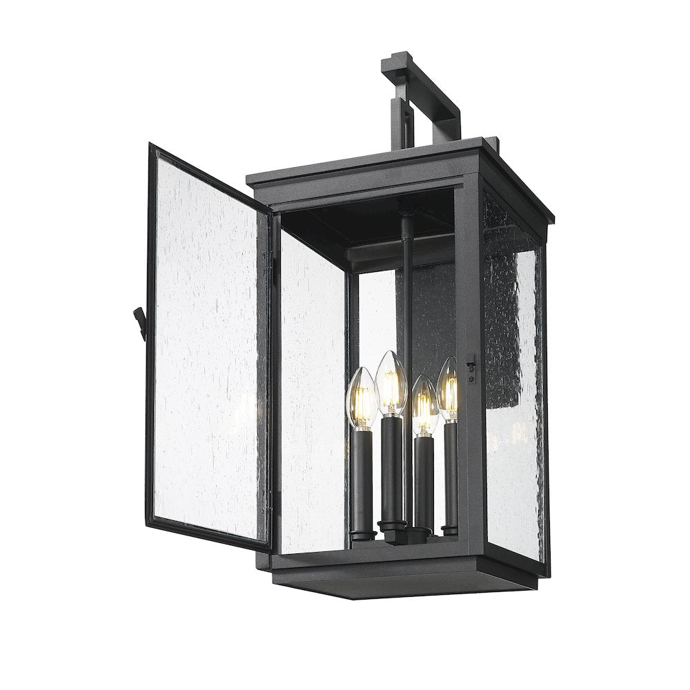 Z-Lite Hartwell 4 Light Outdoor Wall Light in Sand Black color, Aluminum frame