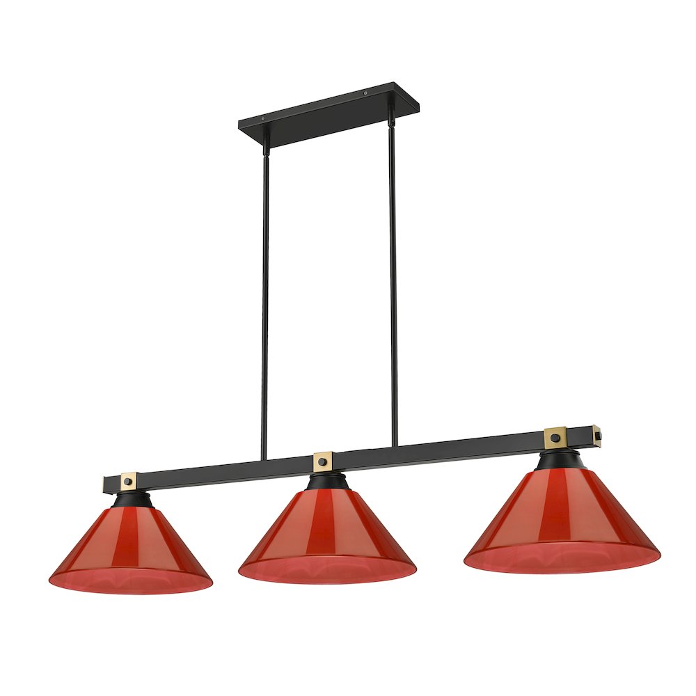 Z-Lite Bronte 3 Light Billiard, Steel Frame, Red Shade Color
