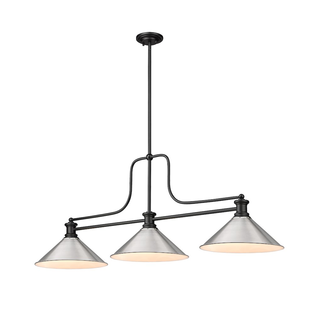 Z-Lite Melange 3 Light Billiard, Steel Frame, Brushed Nickel Shade Color