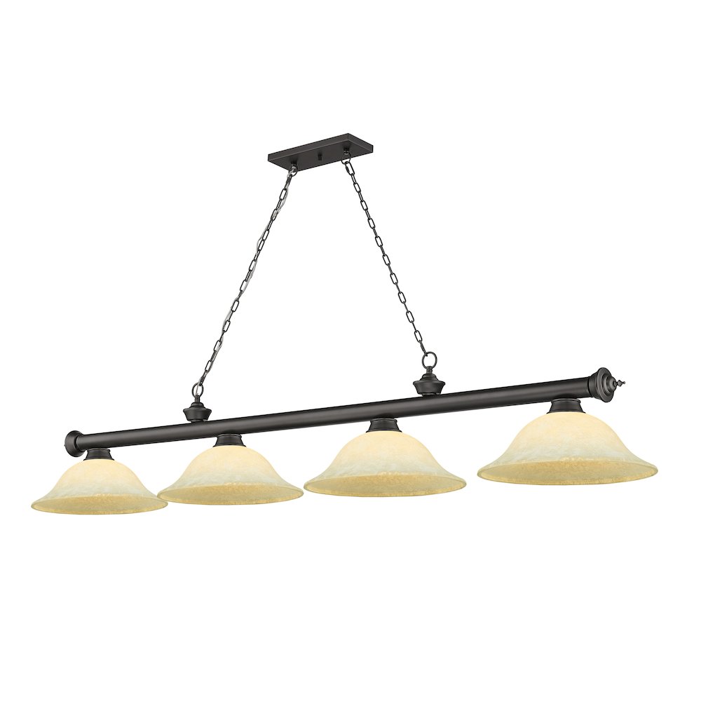 Z-Lite Cordon 4 Light Billiard, Steel Frame, Golden Mottle Shade Color