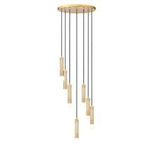 Z-Lite Stari 7 Light Chandelier in Modern Gold color, Steel frame
