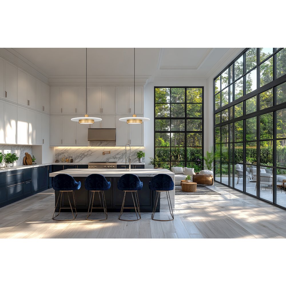 Z-Lite 1 Light Pendant, Matte White + Modern Gold