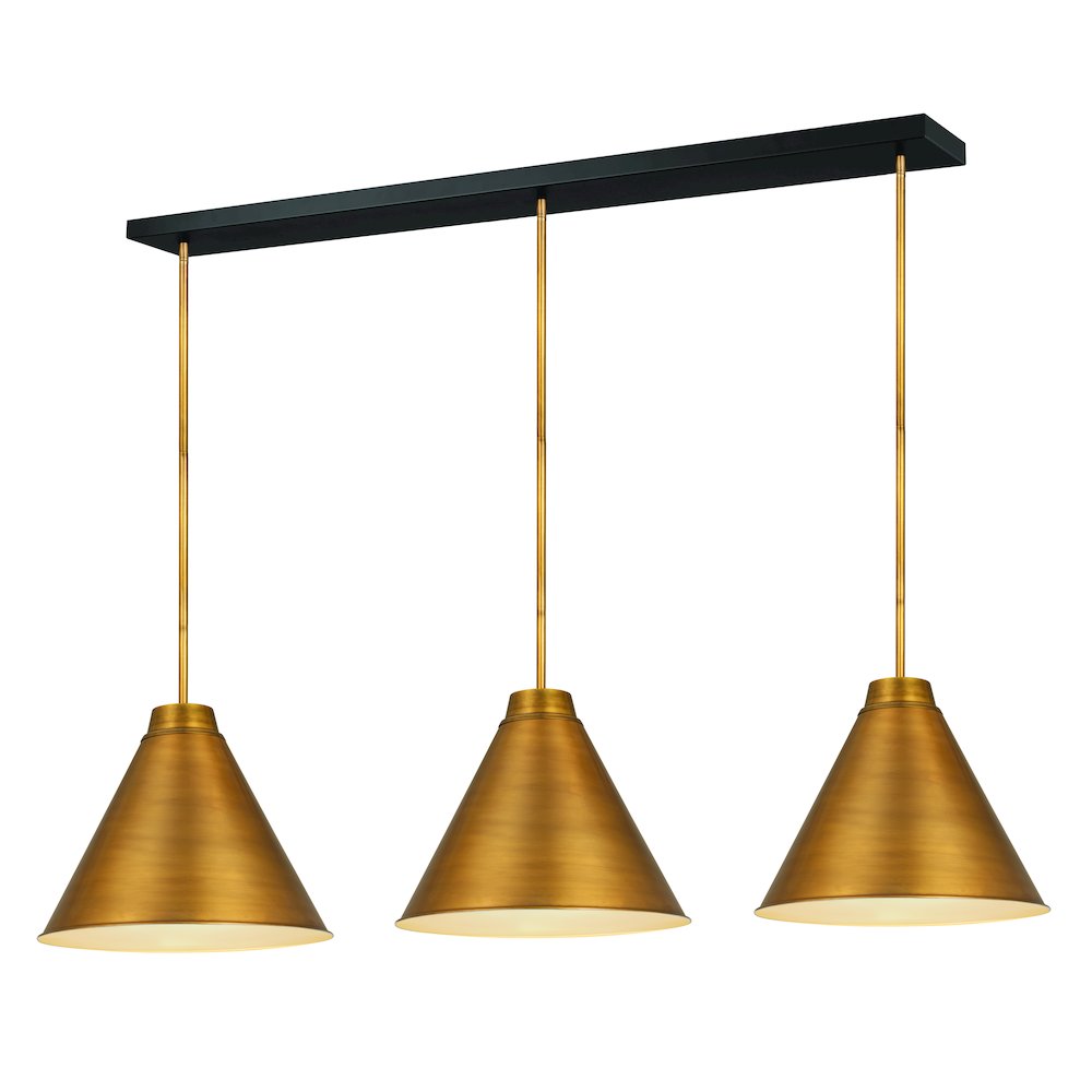 Z-Lite 3 Light Pendant, Rubbed Brass Frame Finish