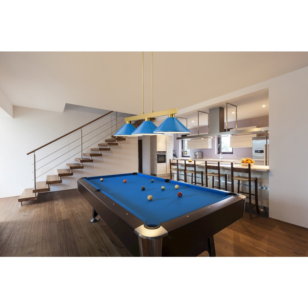 Z-Lite Cobalt 3 Light Billiard, Steel Frame, Electric Blue Shade Color