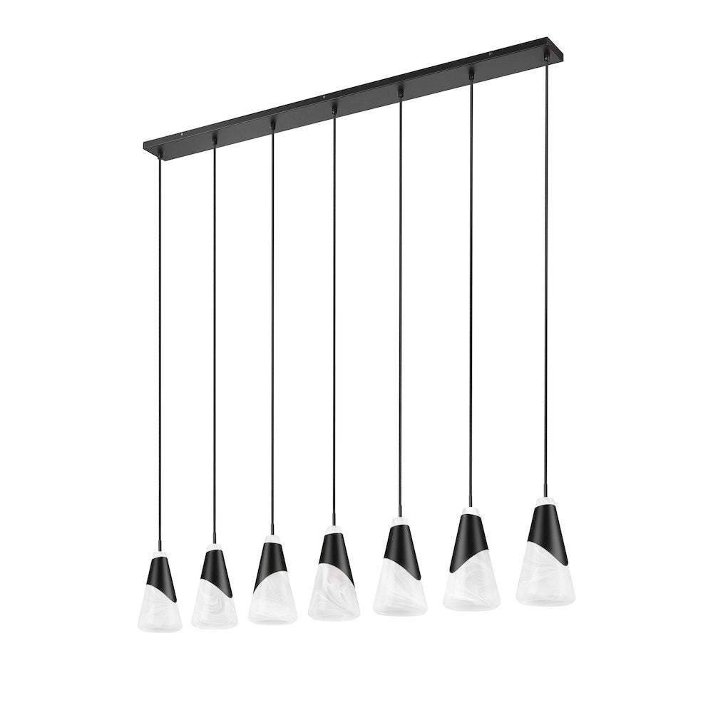 Z-Lite Aimie 7 Light Linear Chandelier, Matte Black