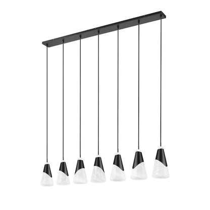 Z-Lite Aimie 7 Light Linear Chandelier, Matte Black