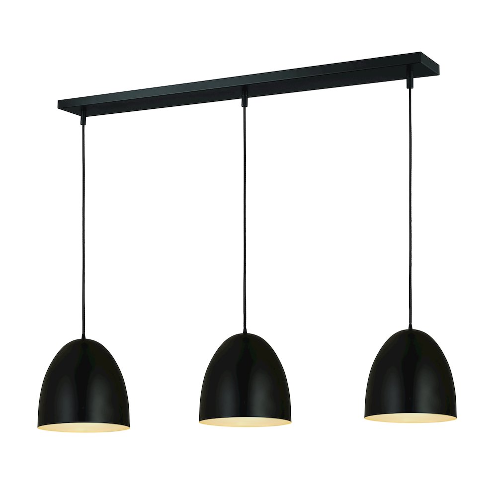 Z-Lite 3 Light Pendant, Satin Black Frame Finish