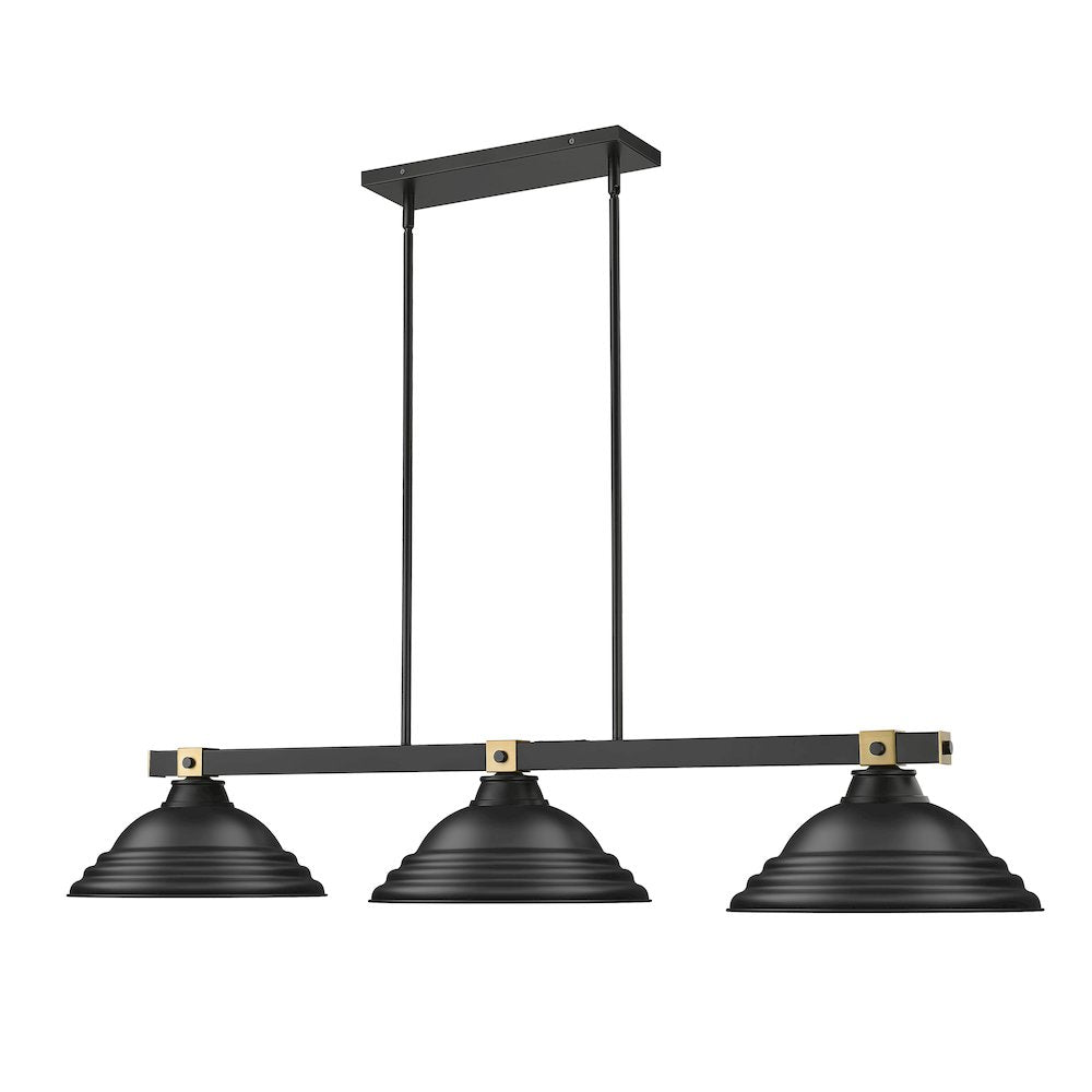 Z-Lite Bronte 3 Light Billiard, Steel Frame, Matte Black Shade Color