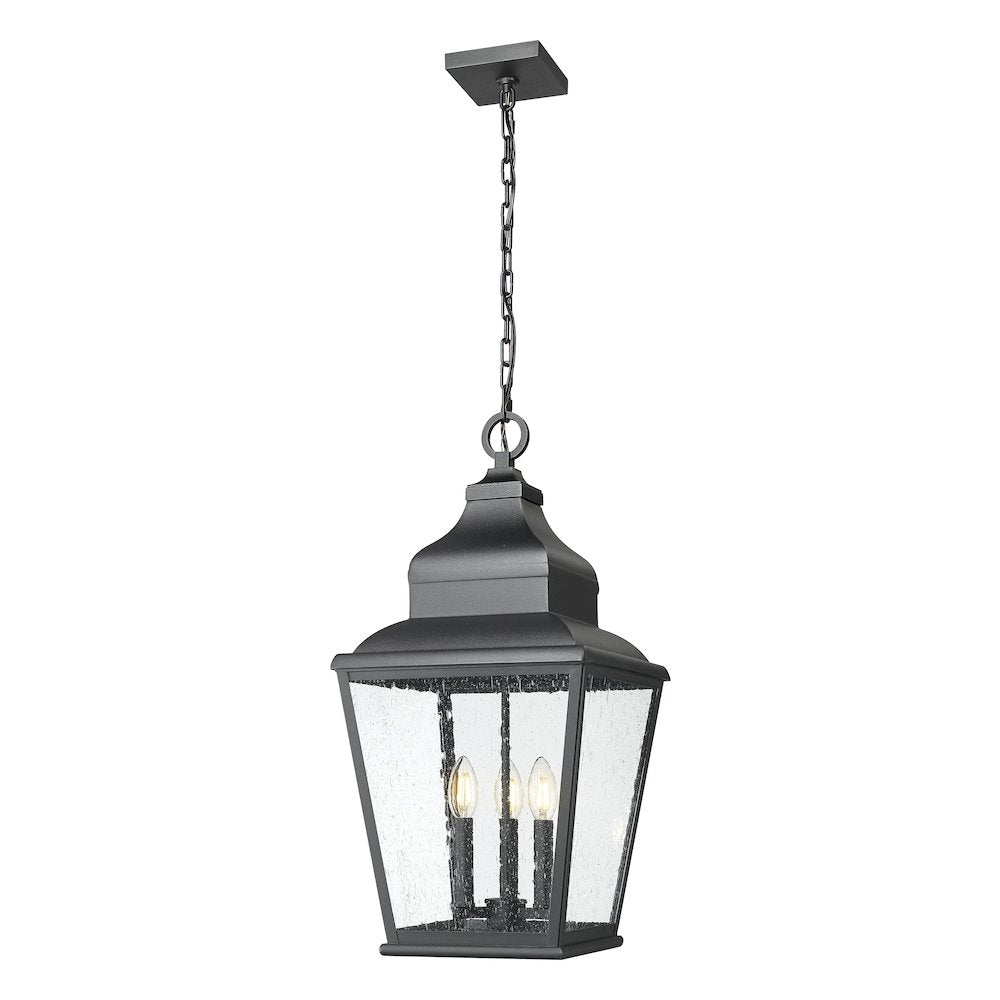 Z-Lite 3 Light Outdoor Chain Mount Ceiling Fixture, Sand Black