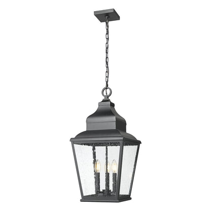 Z-Lite 3 Light Outdoor Chain Mount Ceiling Fixture, Sand Black