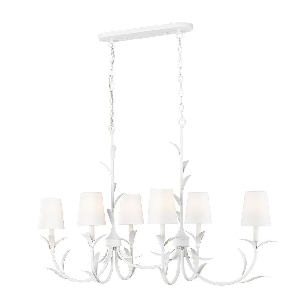 Z-Lite 6 Light Linear Chandelier, Textured White