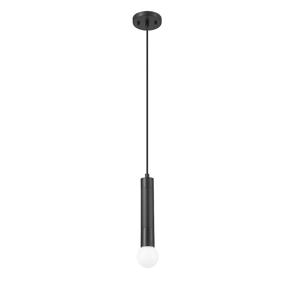 Z-Lite Stari 1 Light Pendant in Matte Black color, Steel frame