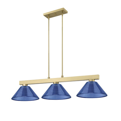 Z-Lite Cobalt 3 Light Billiard, Steel Frame, Dark Blue Shade Color