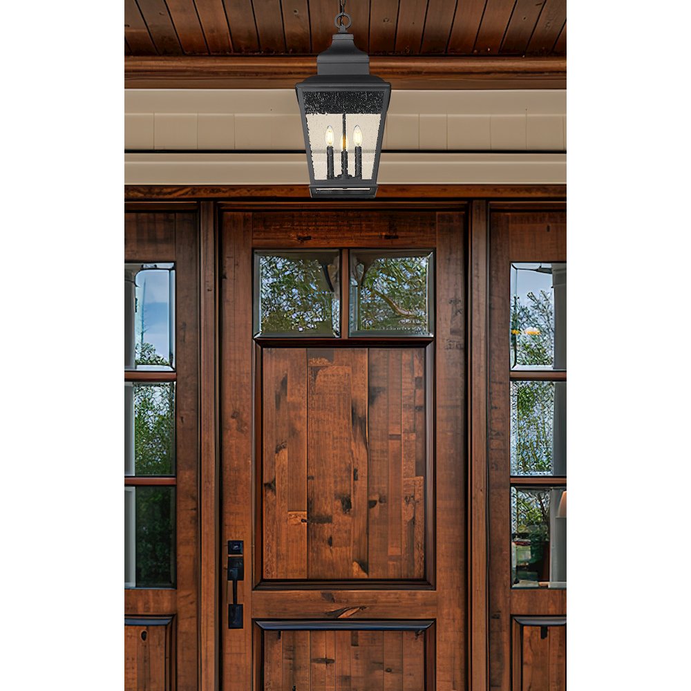 Z-Lite 3 Light Outdoor Chain Mount Ceiling Fixture, Sand Black
