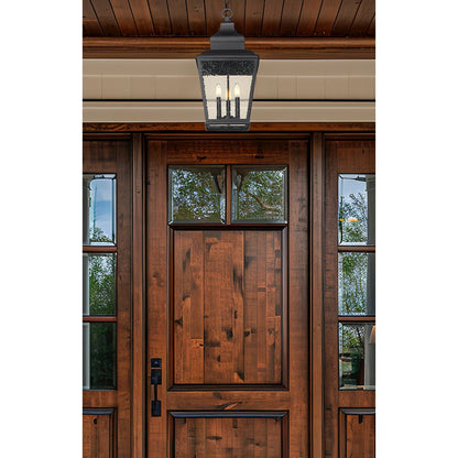 Z-Lite 3 Light Outdoor Chain Mount Ceiling Fixture, Sand Black