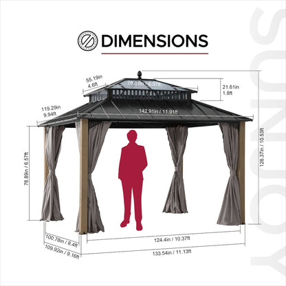 12 ft. x 10 ft. Kingston Extra-Tall, Wide Hardtop Wood Gazebo