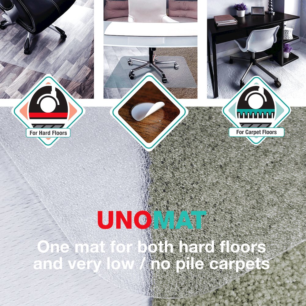 Rectangular Polycarbonate Chair Mat Hard Floors and Carpet Tiles - 48" x 53"