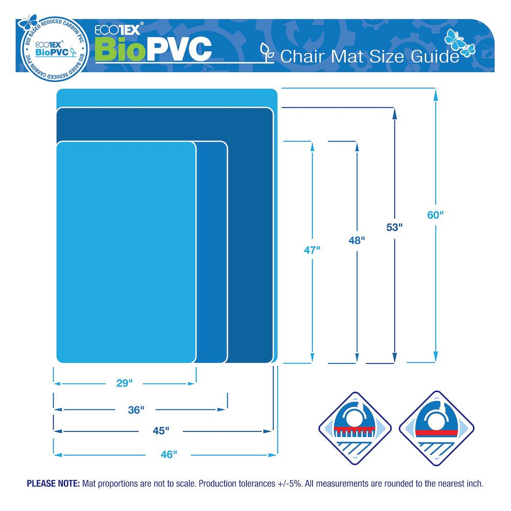 Ecotex® BioPVC Rectangular Chair Mat for Hard Floors - 46" x 60"