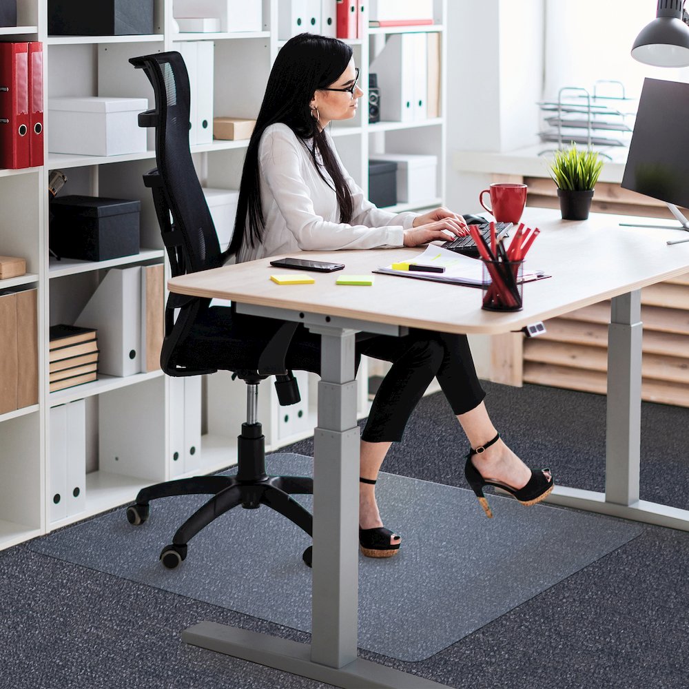 Rectangular Polycarbonate Chair Mat Hard Floors and Carpet Tiles - 48" x 53"