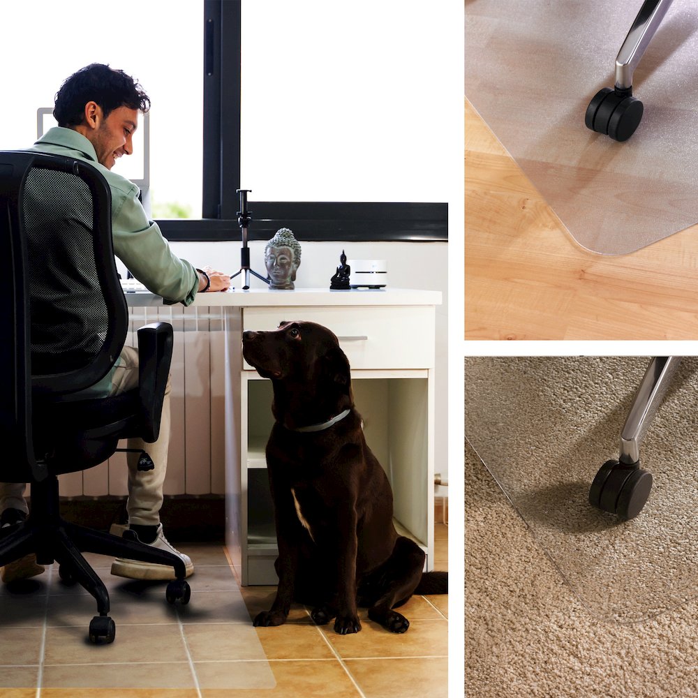Rectangular Polycarbonate Chair Mat Hard Floors and Carpet Tiles - 48" x 53"