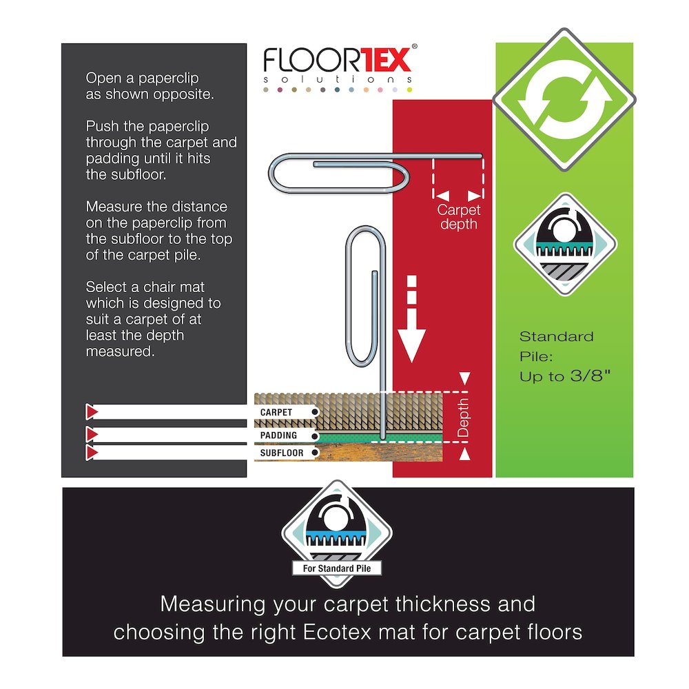 Rectangular Chair Mat for Carpets up to 3/8" - 30" x 48"