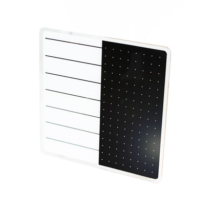 Glacier White & Black Plan & Grid Glass Dry Erase Board - 14" x 14"